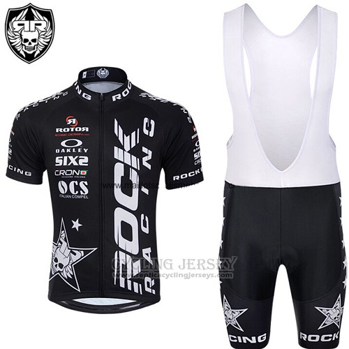 2015 Cycling Jersey Rock Racing White and Black Short Sleeve and Bib Short